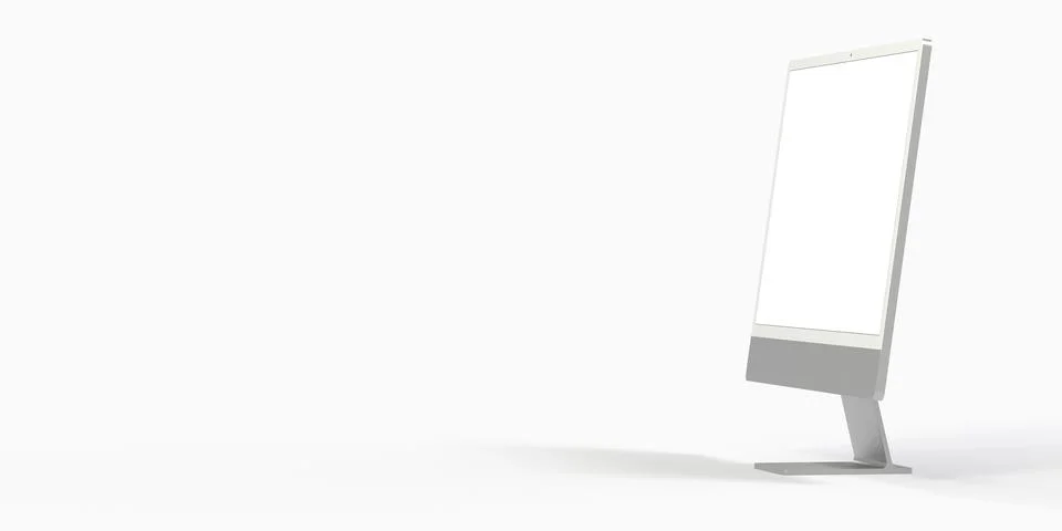 3D rendering of a computer display with blank white screen Stock Illustration
