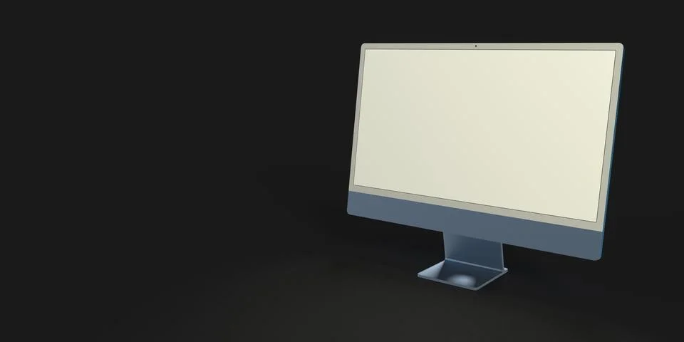 3D rendering of a computer display with blank white screen Stock Illustration