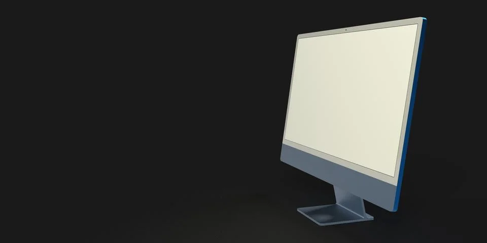 3D rendering of a computer display with blank white screen Stock Illustration