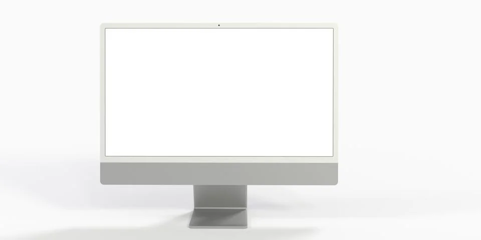 A 3d rendering of a Computer display with a blank white screen with a white b Stock Illustration