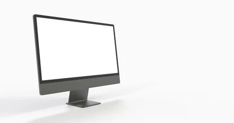3D rendering of a computer display with copy space on the screen on a white Stock Illustration