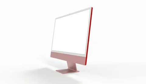 3d rendering of computer display mock-up with blank white screen Stock Illustration