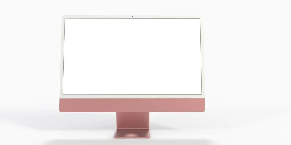 3d rendering of computer display mock-up with blank white screen Stock Illustration