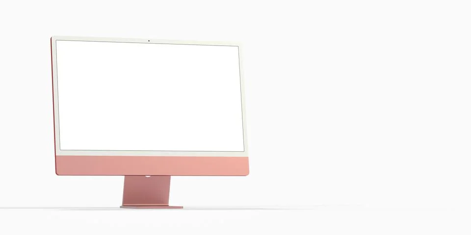 3d rendering of computer display mock-up with blank white screen Stock Illustration