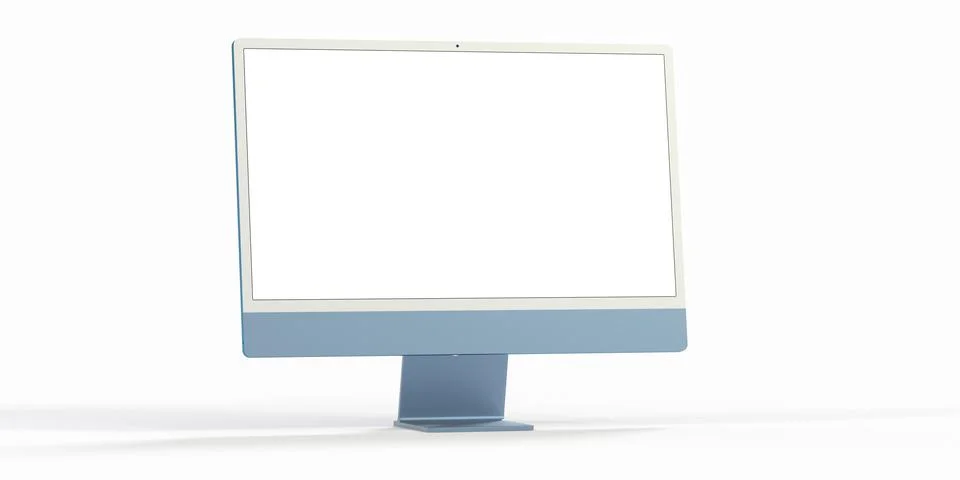 3d rendering of computer display mock-up with blank white screen Stock Illustration