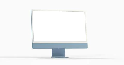 3d rendering of computer display mock-up with blank white screen Stock Illustration