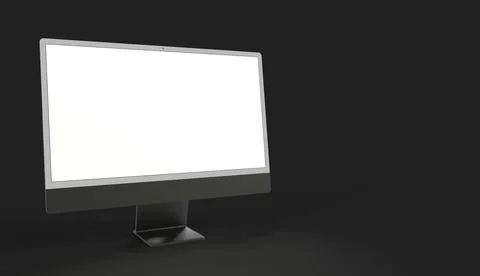 3d rendering of a computer display mock-up with a blank white screen Stock Illustration