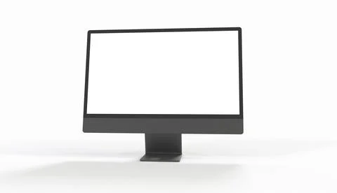 3d rendering of a computer display mock-up with a blank white screen Illustrazione stock