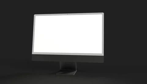 3d rendering of a computer display mock-up with a blank white screen 스톡 일러스트