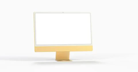 3d rendering of a computer display mock-up with a blank white screen Stock Illustration
