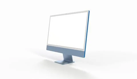 3d rendering of a computer display mock-up with a blank white screen Stock Illustration