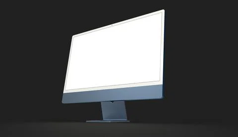 3d rendering of a computer display mock-up with a blank white screen Illustrazione stock