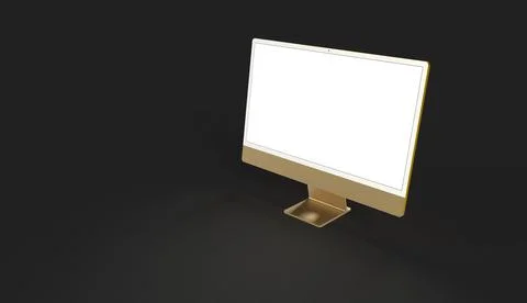 3d rendering of a computer display mock-up with a blank black screen イラスト素材