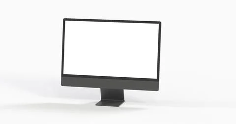 3d rendering of a computer display mock-up with a blank white screen Stock Illustration