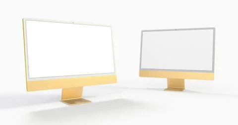 3D rendering of computer displays with blank white screens Stock Illustration