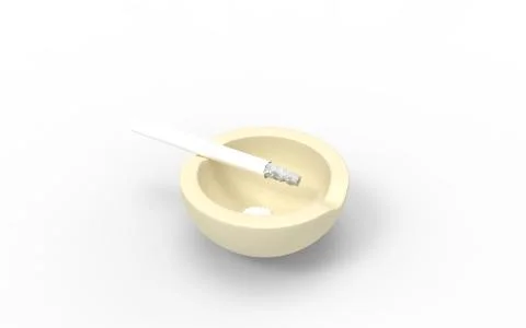 3d rendering of a computer generated cigarette in ash tray Illustrazione stock