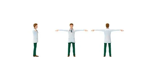 3d rendering of a computer generated doctor model standing. Stock Illustration