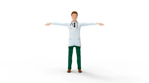 3d rendering of a computer generated doctor model standing. Stock Illustration