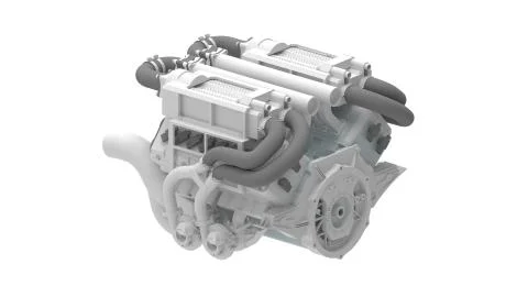 3D rendering of a computer generated engine isolated in white background イラスト素材