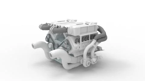 3D rendering of a computer generated engine isolated in white background Illustrazione stock