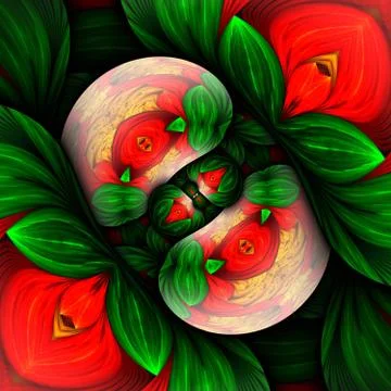 3D rendering of computer generated fractal ornament artwork Stock Illustration