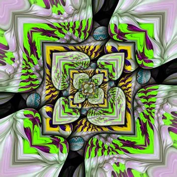 3D rendering of computer generated fractal ornament artwork イラスト素材