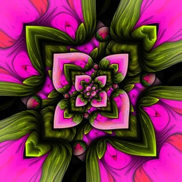 3D rendering of computer generated fractal ornament artwork Stock Illustration