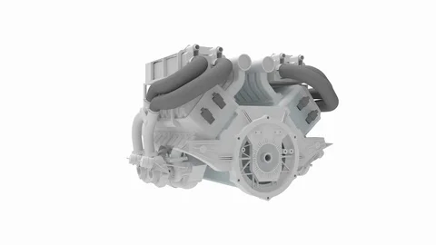 3D rendering of a computer generated model of a engine isolated Stock Footage 124491739