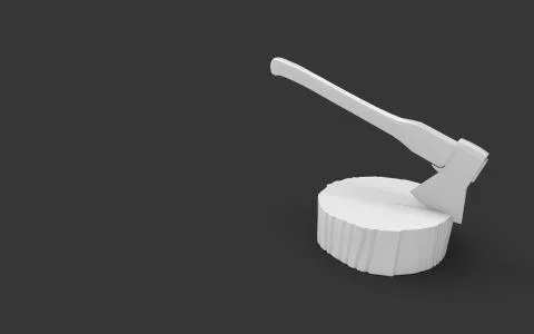 3d rendering of a computer generated model axe in wood isolated Stock Illustration