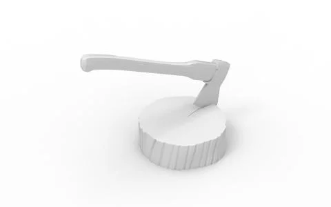 3d rendering of a computer generated model axe in wood isolated Illustrazione stock