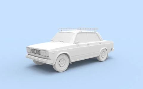 3d rendering of a computer generated model old vintage car isolated. Illustrazione stock