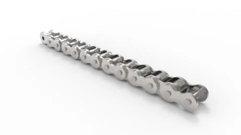 3D rendering of a computer generated model of a bicycle chain isolated Illustrazione stock