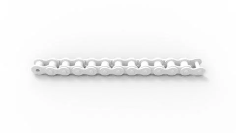 3D rendering of a computer generated model of a bicycle chain isolated Illustrazione stock