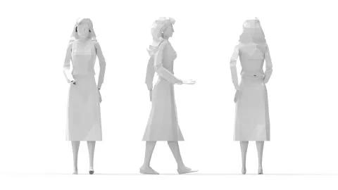 3D rendering of a computer generated model woman taking a step isolated Stock Illustration