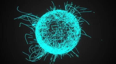 3d rendering, computer generated sphere or ball of numerous neon particles... Stock-Fotos