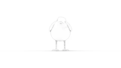 3d rendering of a computer model bird isolated in white background Illustrazione stock