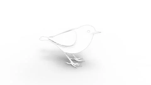 3d rendering of a computer model bird isolated in white background Stock Illustration