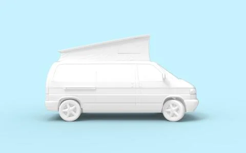 3d rendering of a computer model camper van with folding roof isolated Stock Illustration