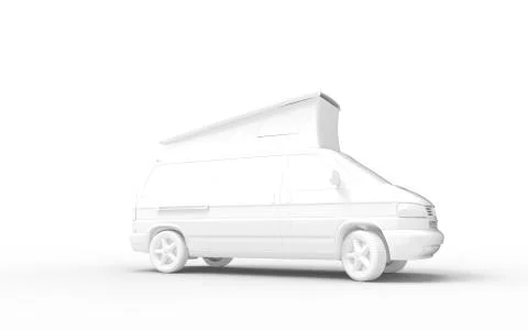 3d rendering of a computer model camper van with folding roof isolated Stock Illustration