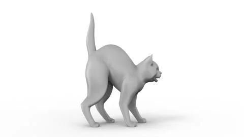 3D rendering of a computer model cat isolated in white background Illustrazione stock