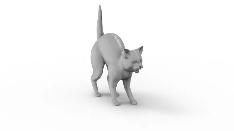 3D rendering of a computer model cat isolated in white background Illustrazione stock