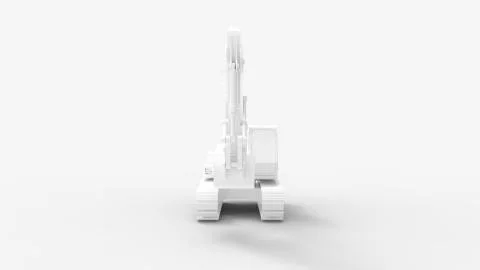 3D rendering of a computer model of an excavator isolated on a grey backgroun 库存插图