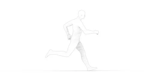 3D rendering of a computer model human running isolated Stock Illustration