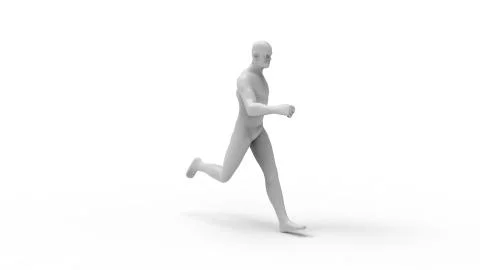 3D rendering of a computer model human running isolated Stock Illustration