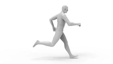 3D rendering of a computer model human running isolated 스톡 일러스트