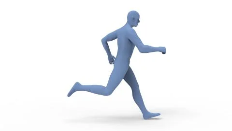 3D rendering of a computer model human running isolated Stock Illustration