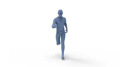3D rendering of a computer model human running isolated イラスト素材