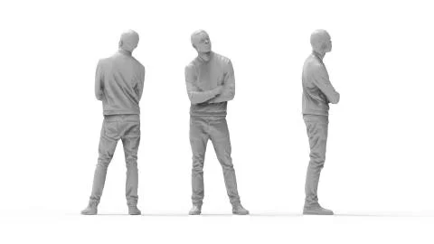 3d rendering of a computer model of a man standing in white studio background Stock Illustration