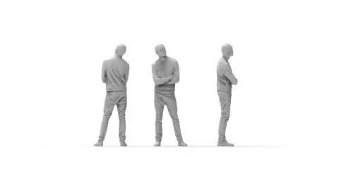 3d rendering of a computer model of a man standing in white studio background Stockillustratie
