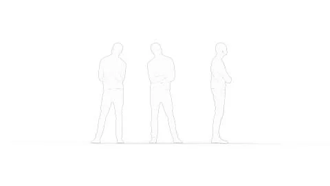 3d rendering of a computer model of a man standing in white studio background Stock Illustration